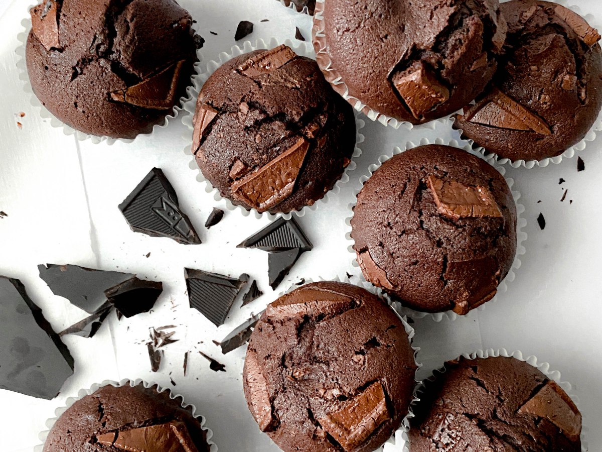 Double Dark Chocolate Chunk&nbsp;Muffins