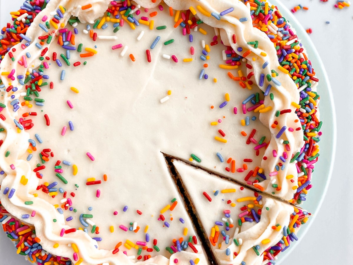 Funfetti Layered Cake with Edible Sugar Cookie Dough Filling and Vanilla&nbsp;Buttercream