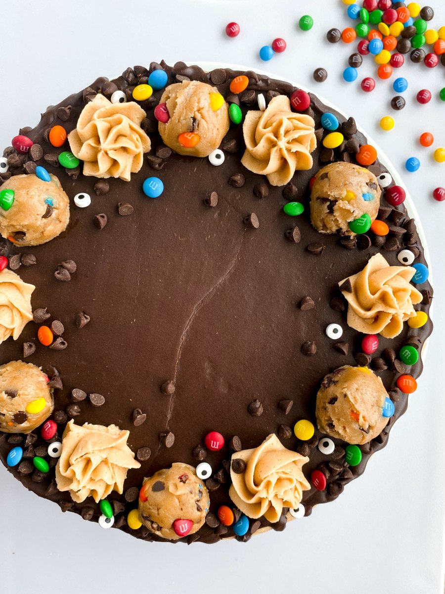 The Most Fun Chocolate Layered Cake with Edible Monster Cookie&nbsp;Dough